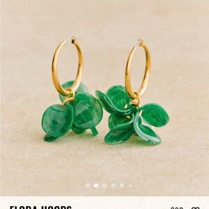Sezane Green and Gold Leaf Earrings